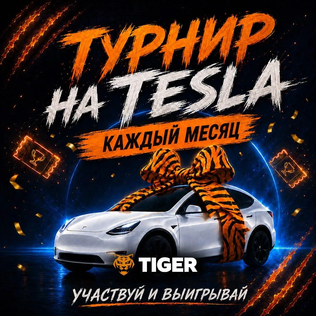 Ежемесячный турнир на Tesla Model Y в Tiger Casino 1 tiger casino